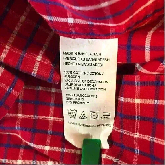 IZOD Saltwater Relaxed Classics Red White Plaid Blue Button Up men’s size Large - Picture 10 of 10